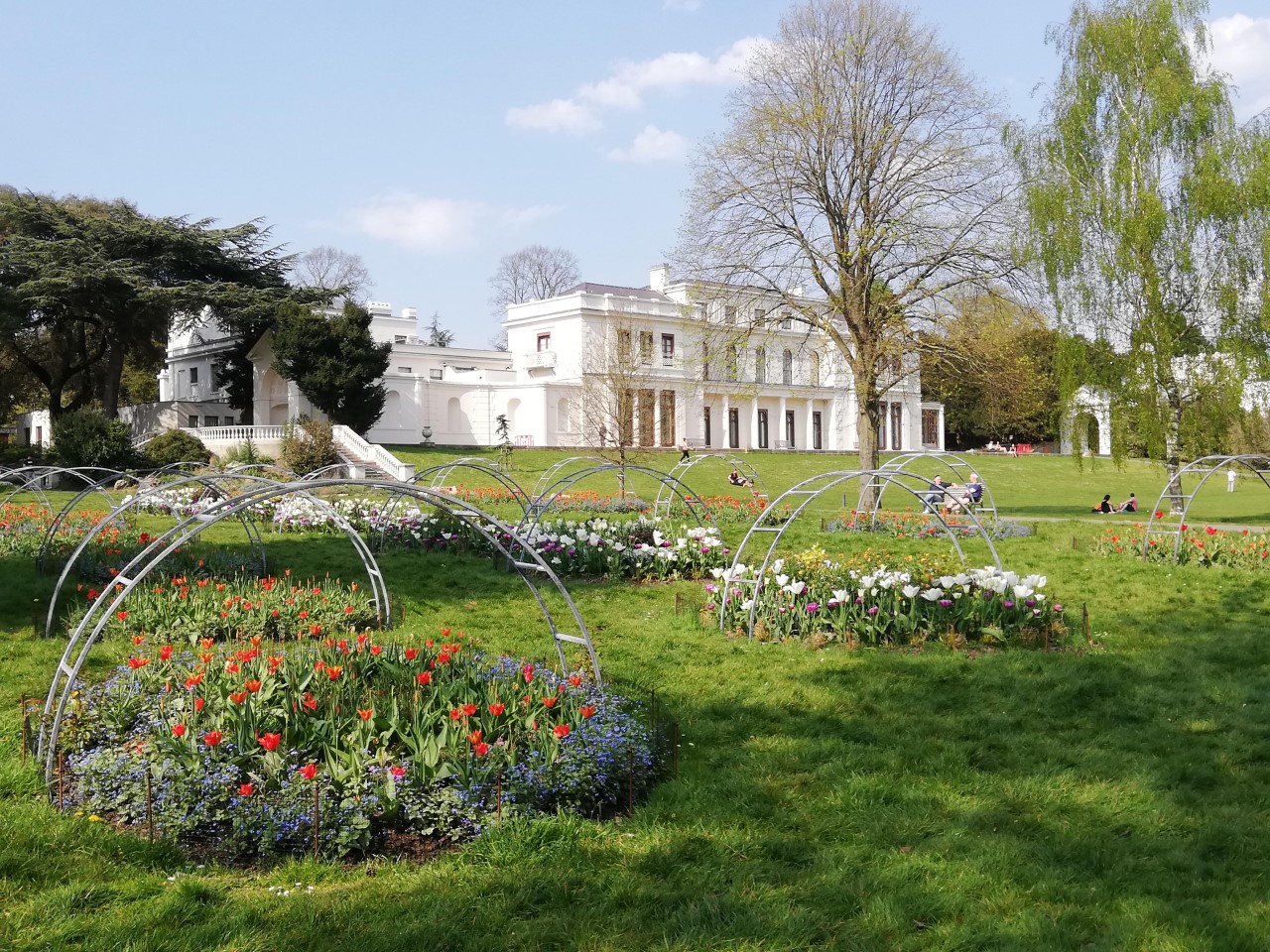 External view of museum with flower beds